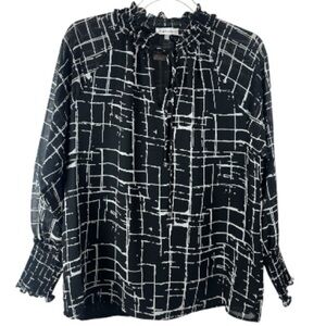 Calvin Klein Women's Printed Chiffon Peasant Blouse- Size Small